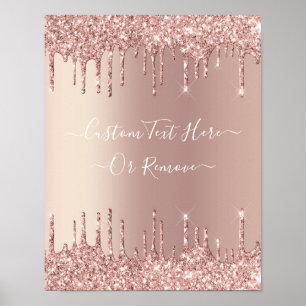 Roze Gouden Glitter Glans Drips Poster Aangepaste