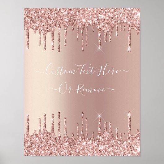 Roze Gouden Glitter Glans Drips Poster Aangepaste  (Voorkant)