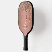 Roze Gouden Glitter Glans Druppels Monogram Naam Pickleball Paddle (Links)