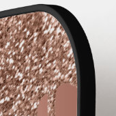 Roze Gouden Glitter Glans Druppels Monogram Naam Pickleball Paddle (Links Detail)