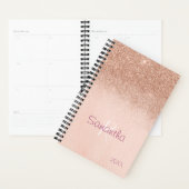 Roze Gouden Glitter Glans Jaarlijkse Monogram Planner (Display)