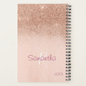 Roze Gouden Glitter Glans Jaarlijkse Monogram Planner (Achterkant)