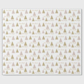 Roze Gouden Glitter Glans Kerstbomen Cadeaupapier (Vlak)