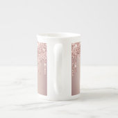 Roze Gouden Glitter Glans Mok met Aangepaste Tekst (Achterkant)