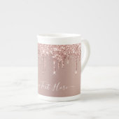 Roze Gouden Glitter Glans Mok met Aangepaste Tekst (Voorkant rechts)