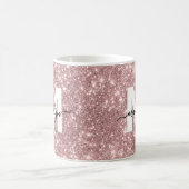 Roze Gouden Glitter Glans Monogram Koffiemok (Center)