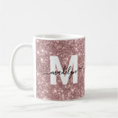 Roze Gouden Glitter Glans Monogram Koffiemok (Links)
