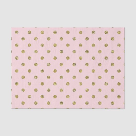 Roze & Gouden Glitter Glans Stippen Chic Feest Tissuepapier (Voorkant)