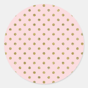 Roze & Gouden Glitter Glans Stippen Chic Feestje Ronde Sticker