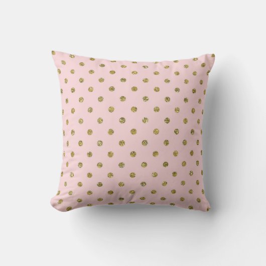 Roze & Gouden Glitter Glans Stippen Minimal Kussen (Voorkant)