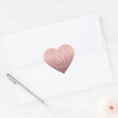 Roze Gouden Glitter Hart Sticker Aangepaste Naam L (Envelop)