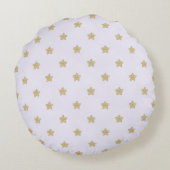 Roze Gouden Glitter Harten Sterren Rond Kussen (Achterkant)
