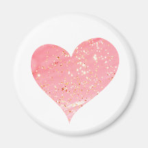Roze & Gouden Glitter Hartmagneet