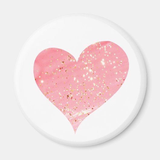 Roze & Gouden Glitter Hartmagneet Magneet (Voorkant)