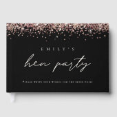 Roze Gouden Glitter Hen Party Zwart Gastboek Gastenboek (Voorkant)