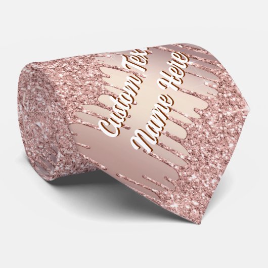 Roze Gouden Glitter Heren Das Gepersonaliseerde Te (Opgerold)