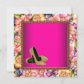 Roze Gouden Glitter Hoge Hakken Feest Template Kaart (Achterkant)