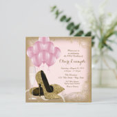 Roze Gouden Glitter Hoge Hakken Verjaardag Uitnodi Kaart (Staand voorkant)