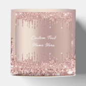 Roze Gouden Glitter Huidige Tekst Cadeau- of Favor Bedankdoosjes (Bovenkant)