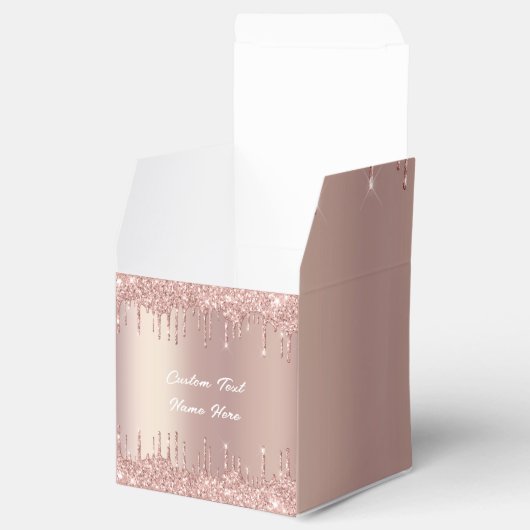 Roze Gouden Glitter Huidige Tekst Cadeau- of Favor Bedankdoosjes (Geopend)