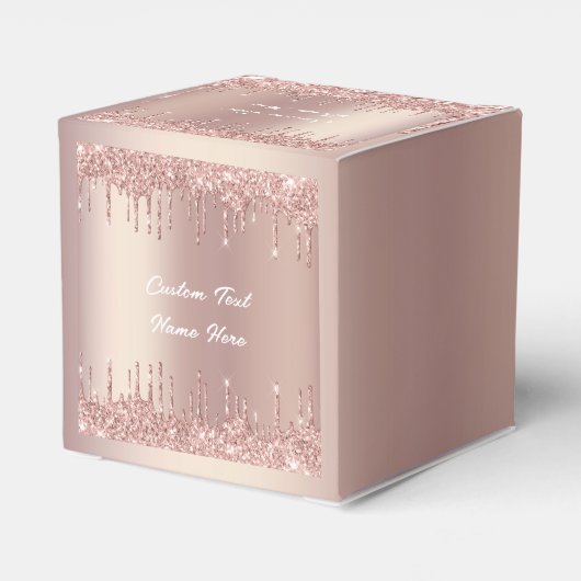 Roze Gouden Glitter Huidige Tekst Cadeau- of Favor Bedankdoosjes (Achterkant)