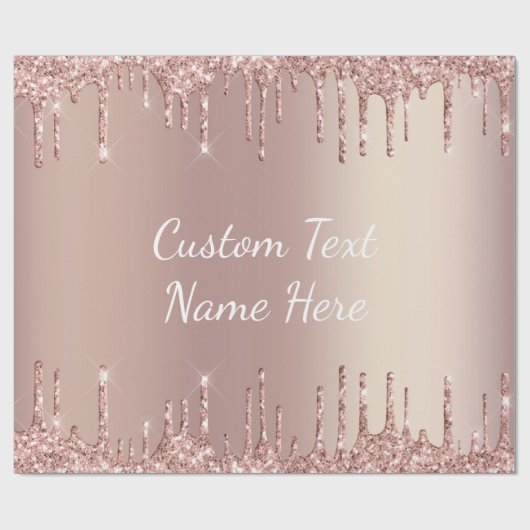 Roze Gouden Glitter Inpakpapier met Aangepaste Tek (Vlak)