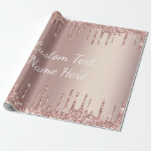 Roze Gouden Glitter Inpakpapier met Aangepaste Tek (Uitgerold)