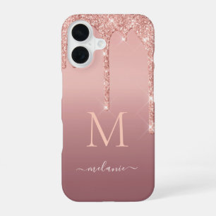 Roze Gouden Glitter iPhone Hoes met Aangepaste Tek 16 Hoesje