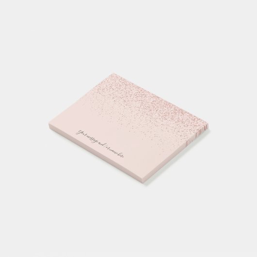 Roze Gouden Glitter Je Bericht Post-it® Notes (Schuin)