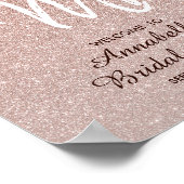 Roze Gouden Glitter Juffrouw Mevrouw Bruidsdouche  Poster (Hoek)