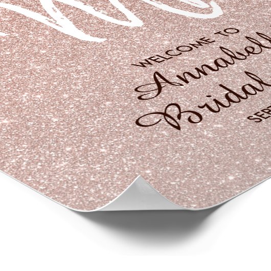 Roze Gouden Glitter Juffrouw Mevrouw Bruiloft Welk Poster (Hoek)