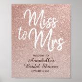 Roze Gouden Glitter Juffrouw Mevrouw Bruiloft Welk Poster (Voorkant)