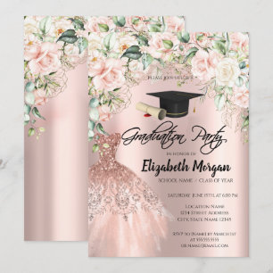 Roze Gouden Glitter Jurk Rozen Afstudeerhoed Afstu Kaart
