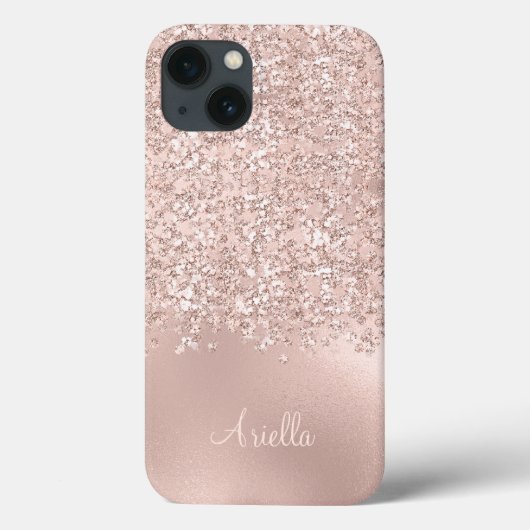 Roze Gouden Glitter Juweel Monogram Case-Mate iPhone Case (Achterkant)