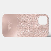 Roze Gouden Glitter Juweel Monogram Case-Mate iPhone Case (Achterkant (horizontaal))