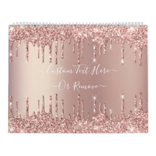 Roze Gouden Glitter Kalender Gepersonaliseerde Tek