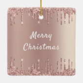 Roze Gouden Glitter Kerst Ornament (Achterkant)