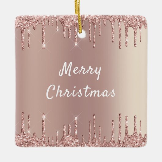 Roze Gouden Glitter Kerst Ornament (Voorkant)