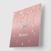 Roze Gouden Glitter Klok Cadeau Gepersonaliseerde (Hoek)