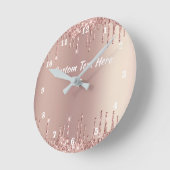 Roze Gouden Glitter Klok Gepersonaliseerde Tekst N (Hoek)