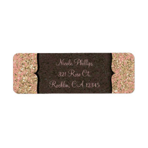 Roze & Gouden Glitter Kristal Glam Feest Uitnodigi Etiket