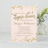 Roze & Gouden Glitter Lingerie Douche Uitnodiging (Staand voorkant)