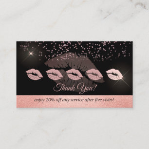 Roze gouden Glitter lippen punch trouw Visitekaartje