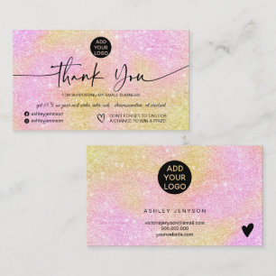 Roze gouden glitter logo orde dank u visitekaartje
