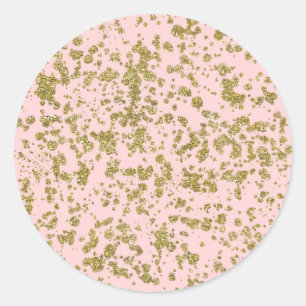 Roze & Gouden Glitter Look Glam Modern Splatter Ronde Sticker