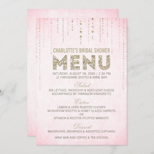Roze & Gouden Glitter Look Menu (Voorkant / Achterkant)