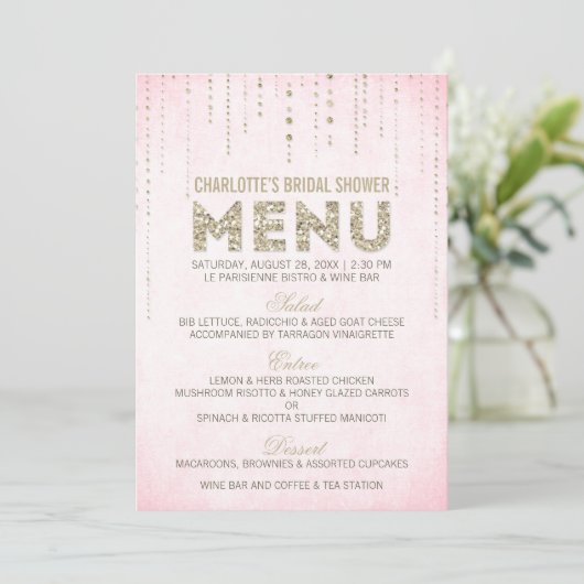 Roze & Gouden Glitter Look Menu (Staand voorkant)