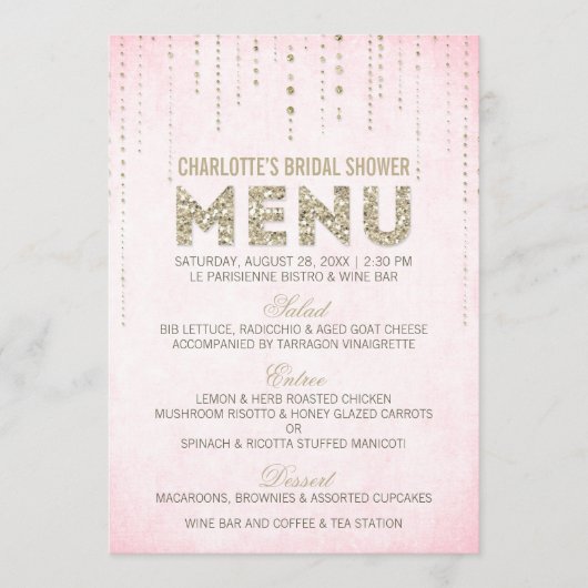 Roze & Gouden Glitter Look Menu (Voorkant)