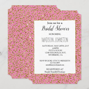 Roze Gouden Glitter Luipaard Dier Kaart