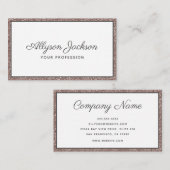 Roze Gouden Glitter Luxe Script Visitekaartje (Voorkant / Achterkant)
